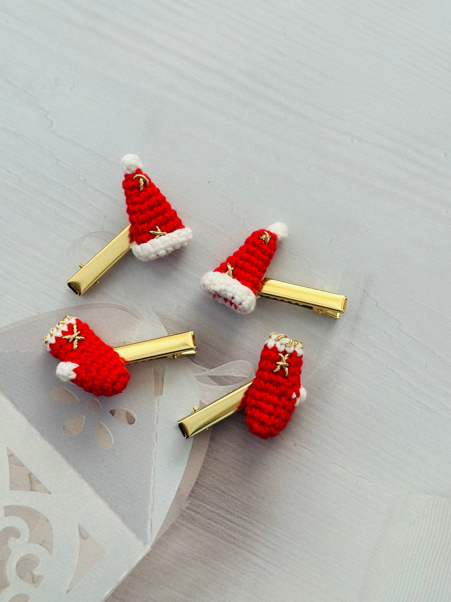 Festive Crochet Hair Slides – Handmade Christmas Hair Accessories (Set of 2)