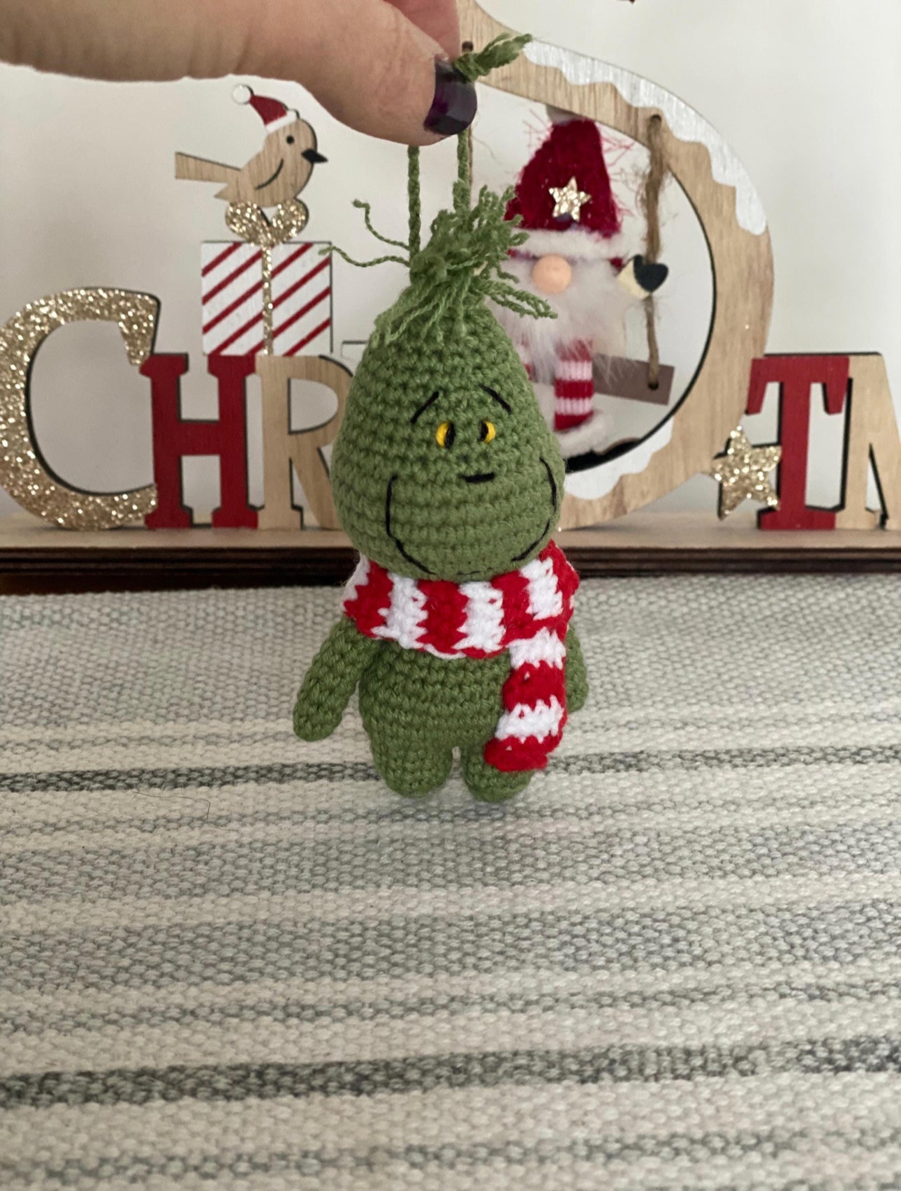 Crochet Grinch Tree Decoration– Playful Holiday Charm
