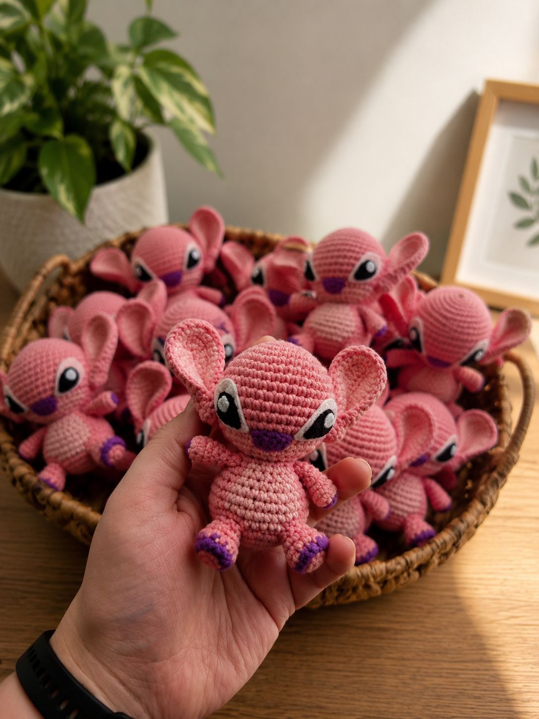 Stitch/Angel crochet keychain