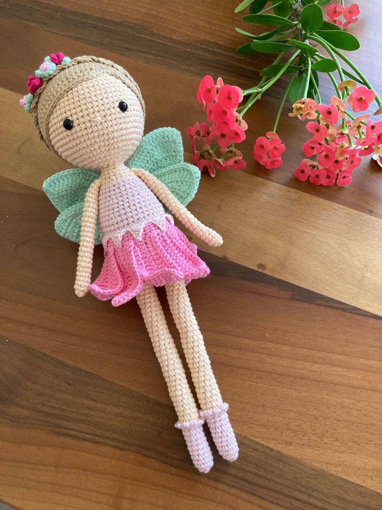 Crochet Toy Fairy | Amigurumi Stuffed Ornament for Child & Baby’s Room | Pink Fairy Doll | Lovely Doll for Children