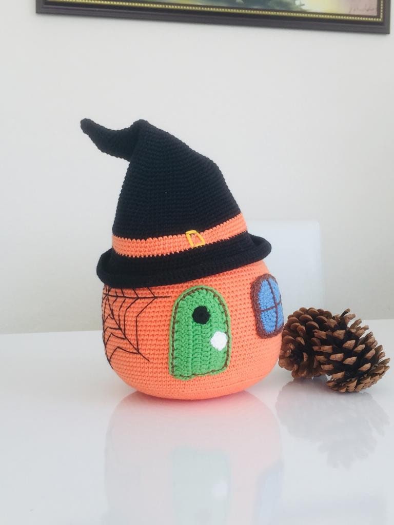 Crochet Halloween Pumpkin House, Wizard Spooky House, Scary Halloween Decoration