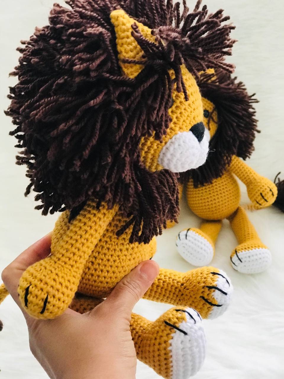 Handmade crochet lion toy, stuffed animal, soft toy for children, baby nursery decor Crochet lion amigurumi, handmade stuffed toy, plushie for kids, baby shower gift, safari theme Handcrafted crochet lion, cute animal softie, baby's first toy