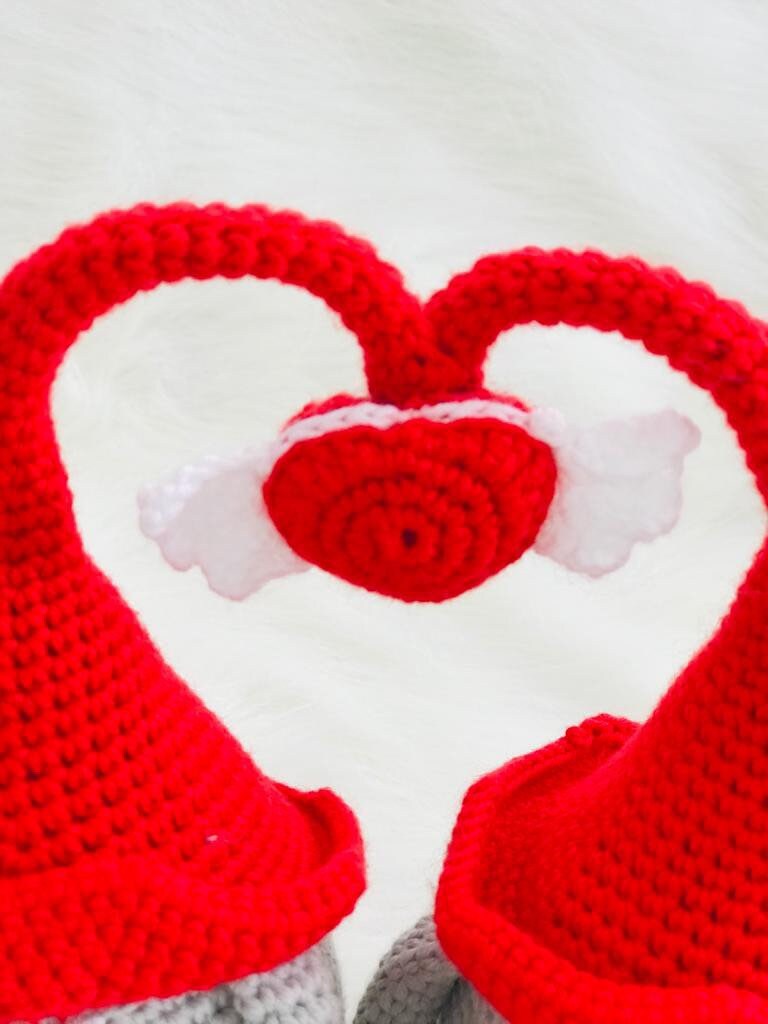 Crochet Valentines Gonks, handmade valentines gnomes