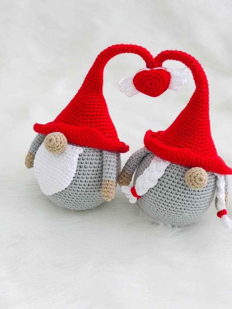 Crochet Valentines Gonks, handmade valentines gnomes