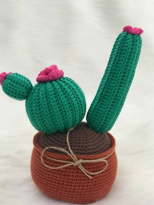 Crochet Flower Cactus, Amigurumi Flower Ornament, Crocheted Succulent for Living Room, Dining Room, Bedroom and Kitchen