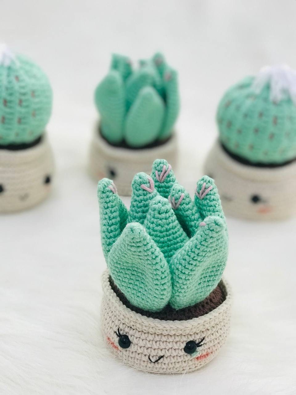 Crochet cactus with spikes, handmade plant decoration Handmade crochet cactus with spikes, potted plant decoration Crochet cactus with rounded edges, handmade home decor Handmade crochet cactus with rounded edges, small potted plant decoration