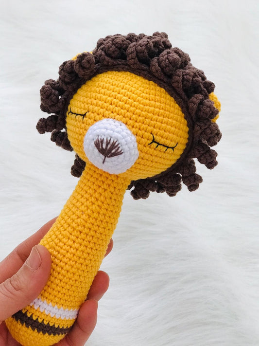 Crochet Animals Lion Rattle, Amigurumi Safari Teether, Charlie the Lovely Lion