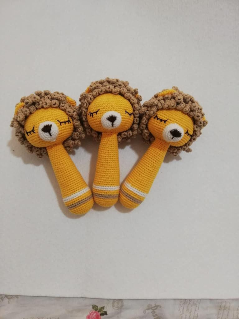 Crochet Animals Lion Rattle, Amigurumi Safari Teether, Charlie the Lovely Lion