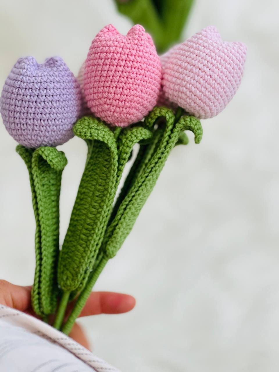 Crochet Flowers Tulip, Amigurmi Tulip, Hand Made Knitted Flower, Home Decor for Living Room