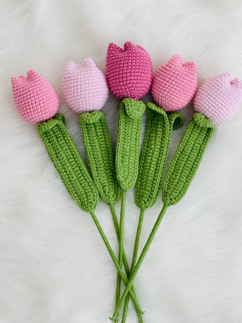 Crochet Flowers Tulip, Amigurmi Tulip, Hand Made Knitted Flower, Home Decor for Living Room