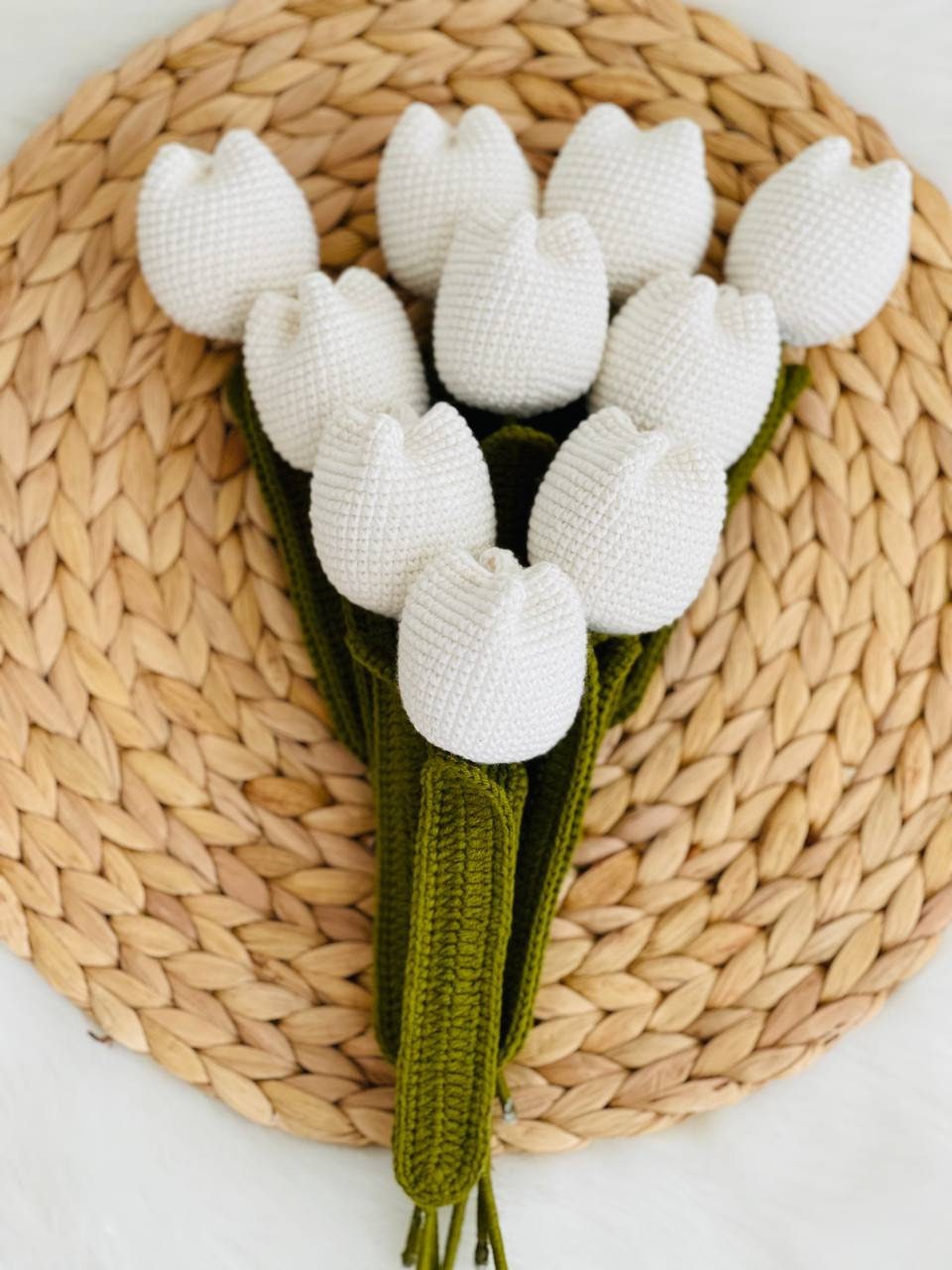 Crochet Flowers Tulip, Amigurmi Tulip, Hand Made Knitted Flower, Home Decor for Living Room