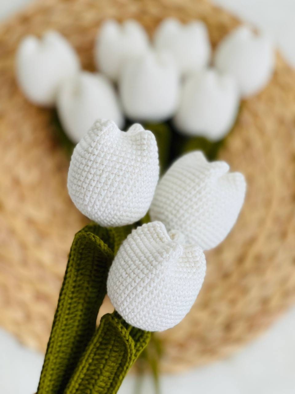 Crochet Flowers Tulip, Amigurmi Tulip, Hand Made Knitted Flower, Home Decor for Living Room