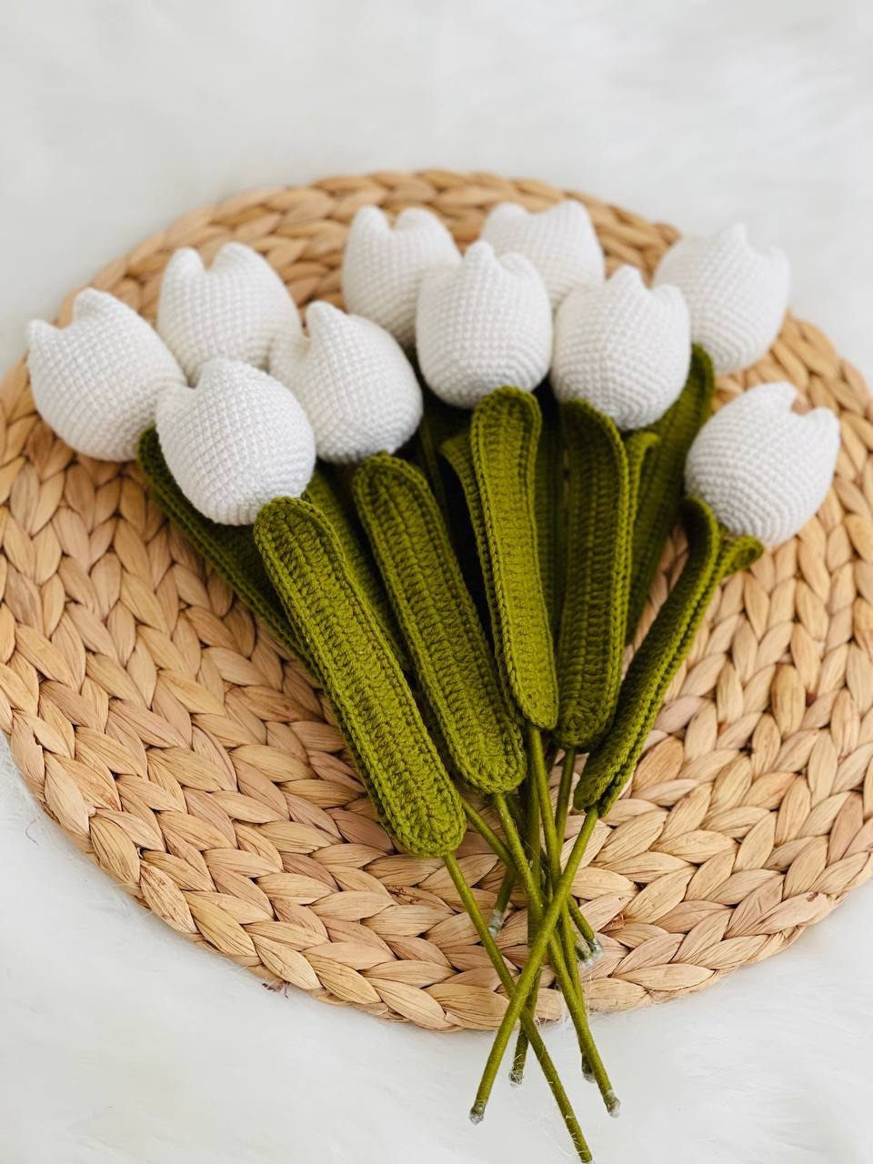 Crochet Flowers Tulip, Amigurmi Tulip, Hand Made Knitted Flower, Home Decor for Living Room