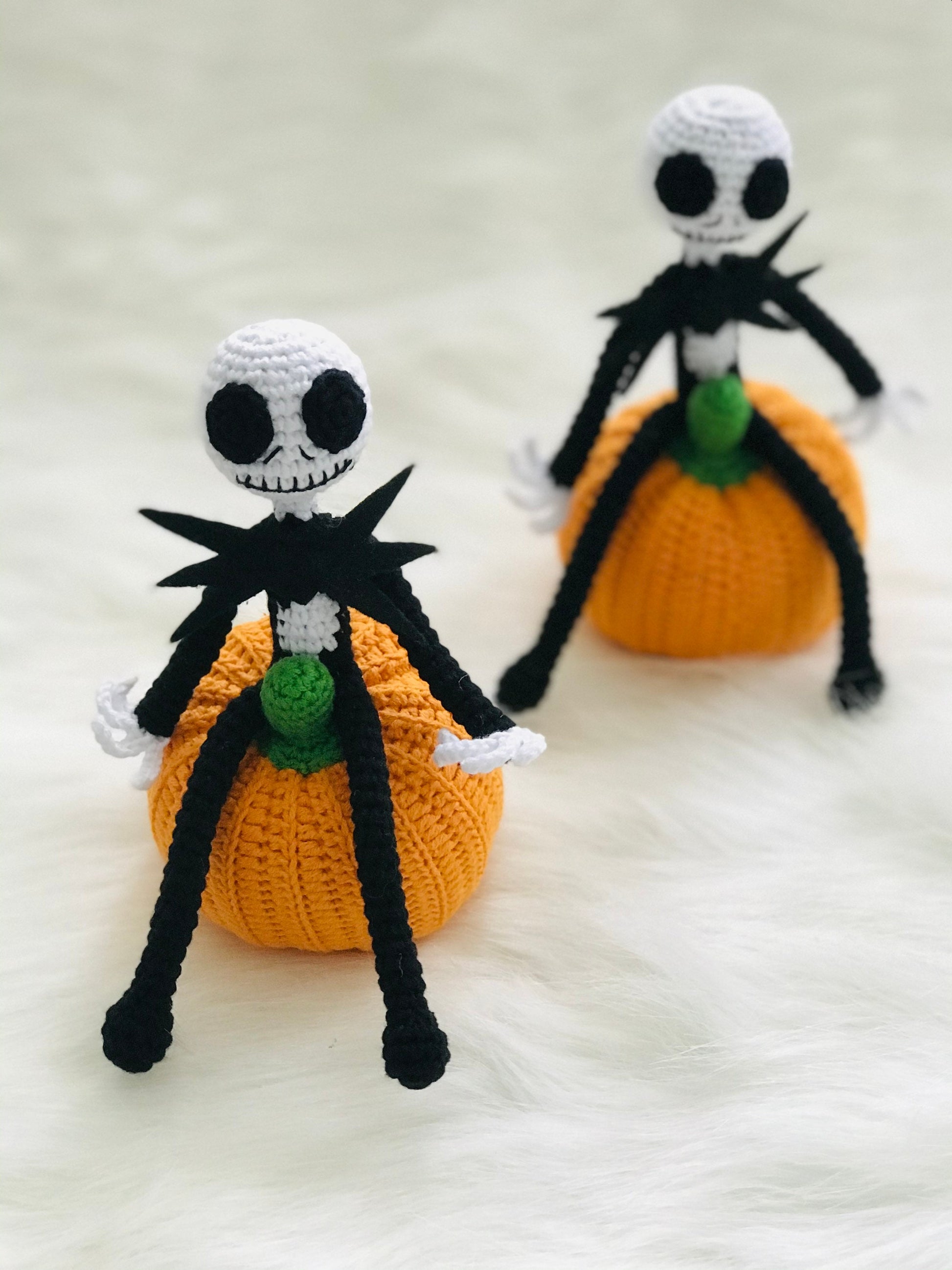 Halloween Crochet Skeleton with Pumpkin, Halloween Pumpkin, Knitted Skeleton, Knitted Pumpkin, Crochet Halloween Decor,