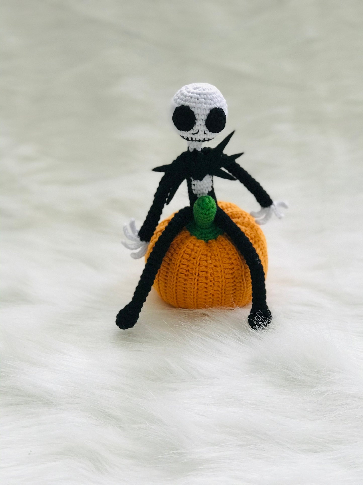 Halloween Crochet Skeleton with Pumpkin, Halloween Pumpkin, Knitted Skeleton, Knitted Pumpkin, Crochet Halloween Decor,