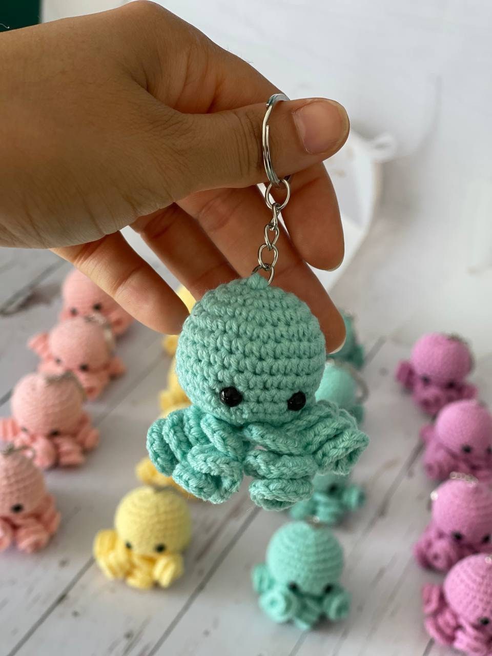 Get hooked on these adorable handmade crochet keychains featuring a charming whale and playful octopus. The perfect accessory to add some under the sea fun to your keys, bags, or backpacks. Each keychain is expertly crafted with soft, durable yarn