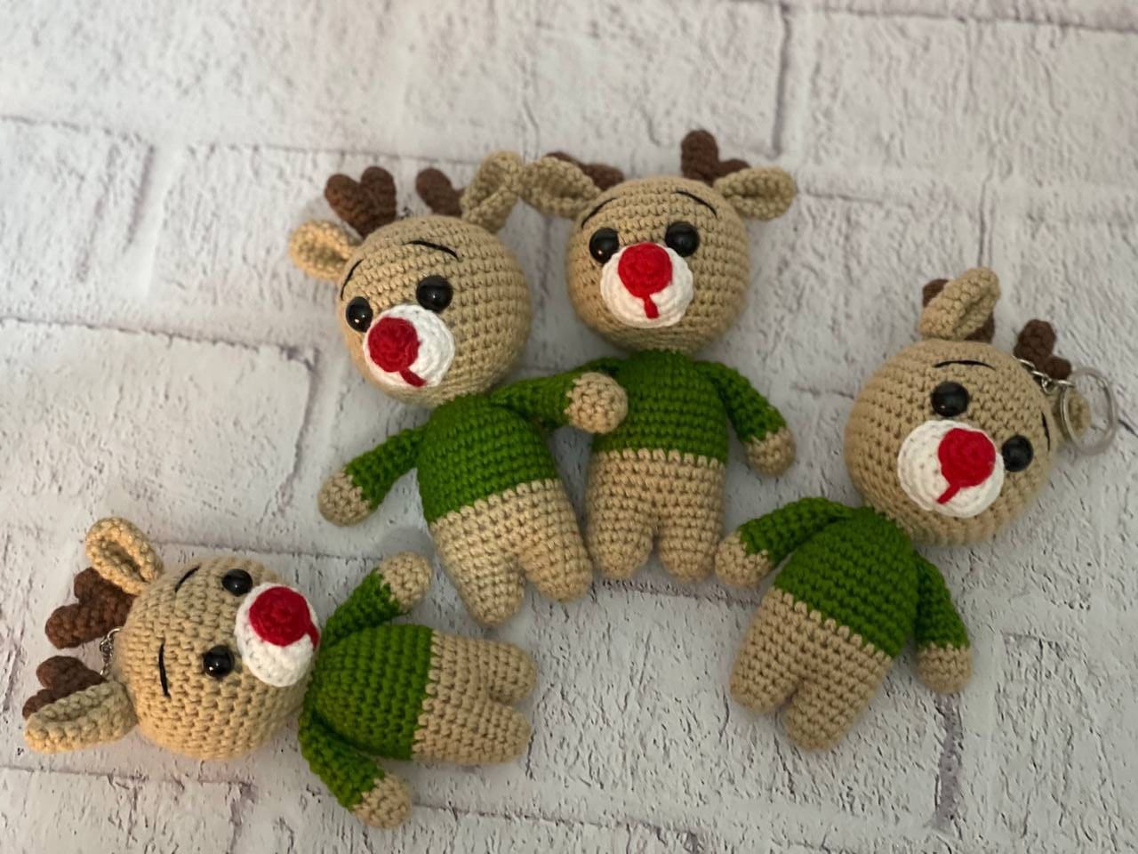 Crochet Reindeer Keychain, Crochet Animals Reindeer Gift for Kids, Girls and Boys