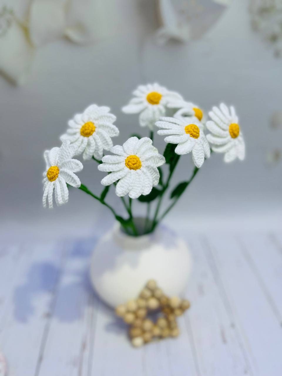 Handmade Crochet Daisy - Beautiful Crocheted Flower Decoration for Home, Weddings, and Gifts