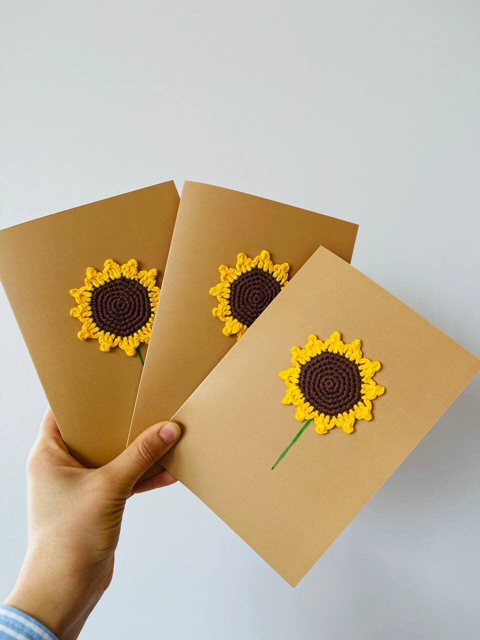 Hand crocheted Mothers Day Card, Crochet flower card, crochet greeting card