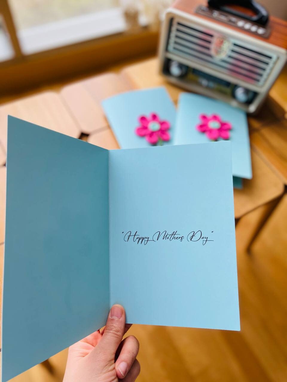 Hand crocheted Mothers Day Card, Crochet flower card, crochet greeting card