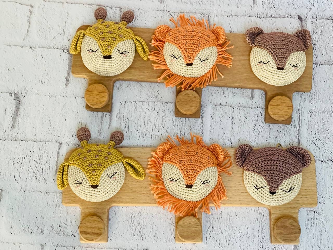 Baby Crochet Wooden Hooks, Woodland Theme Decor Hangers, Wooden Clothes Hangers for Nursery, Gift for New Baby