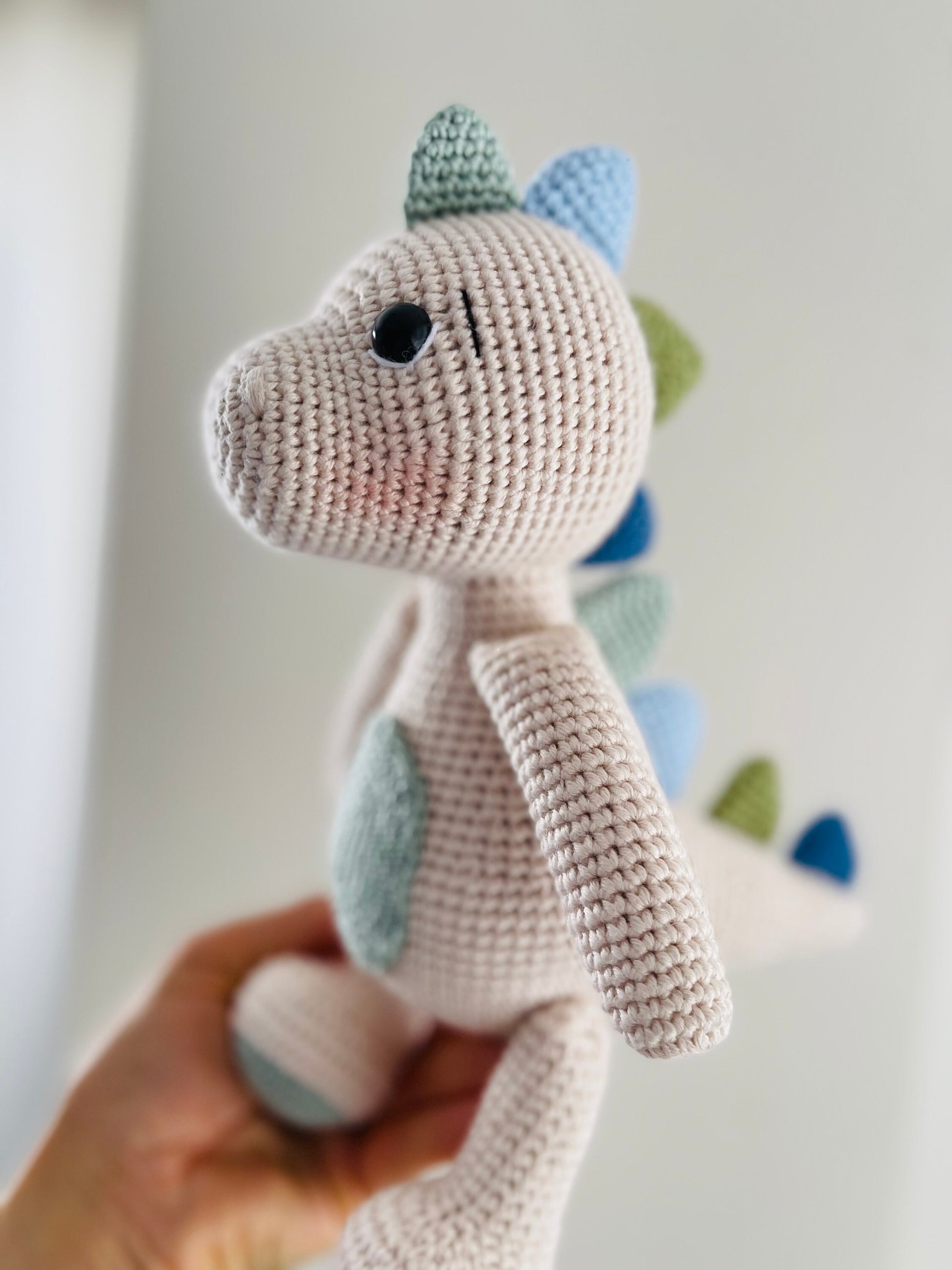 Hand crocheted Dinosaurs, dinosaur teddy, knitted dinosaur.