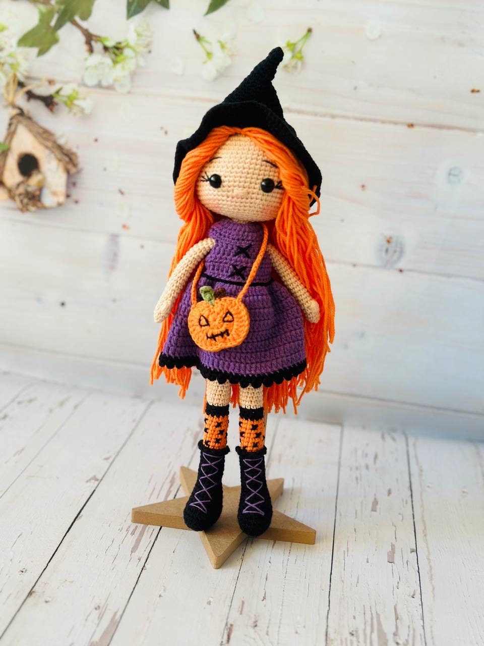 Crochet Toy Witch, Halloween Witch, Handmade Witch, Amigurumi Stuffed Animals Gift for Kids, Boys and Girls