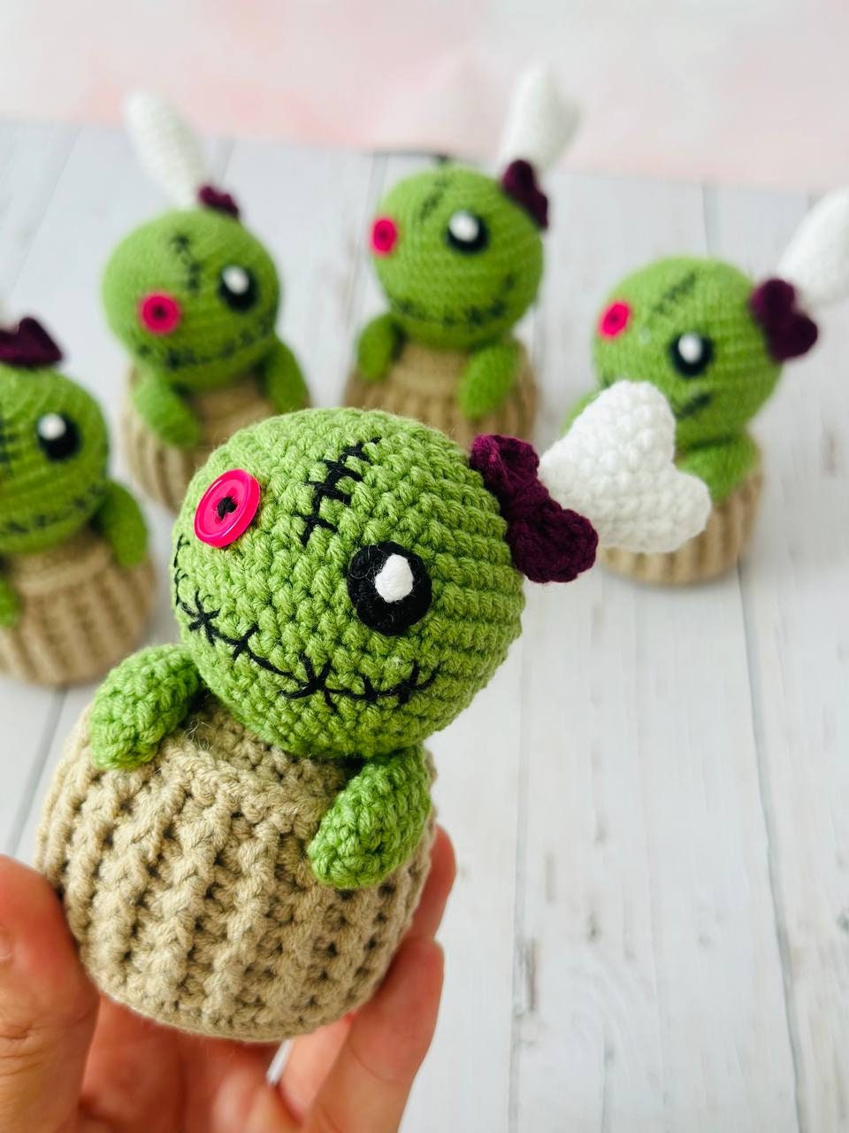 Halloween green monster, Crochet Halloween decor, crochet monster , knitted monster