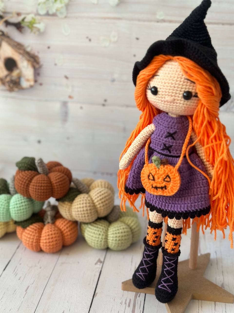 Crochet Toy Witch, Halloween Witch, Handmade Witch, Amigurumi Stuffed Animals Gift for Kids, Boys and Girls