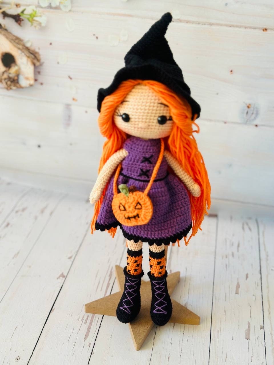 Crochet Toy Witch, Halloween Witch, Handmade Witch, Amigurumi Stuffed Animals Gift for Kids, Boys and Girls
