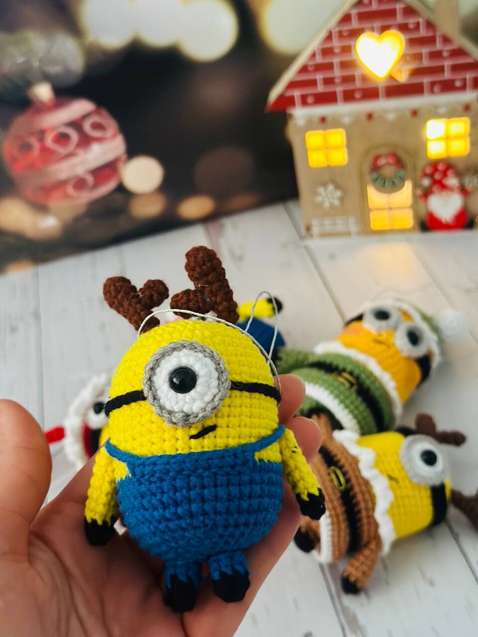 Crochet Christmas Decoration, Crochet Home Decor, minion Christmas crochet