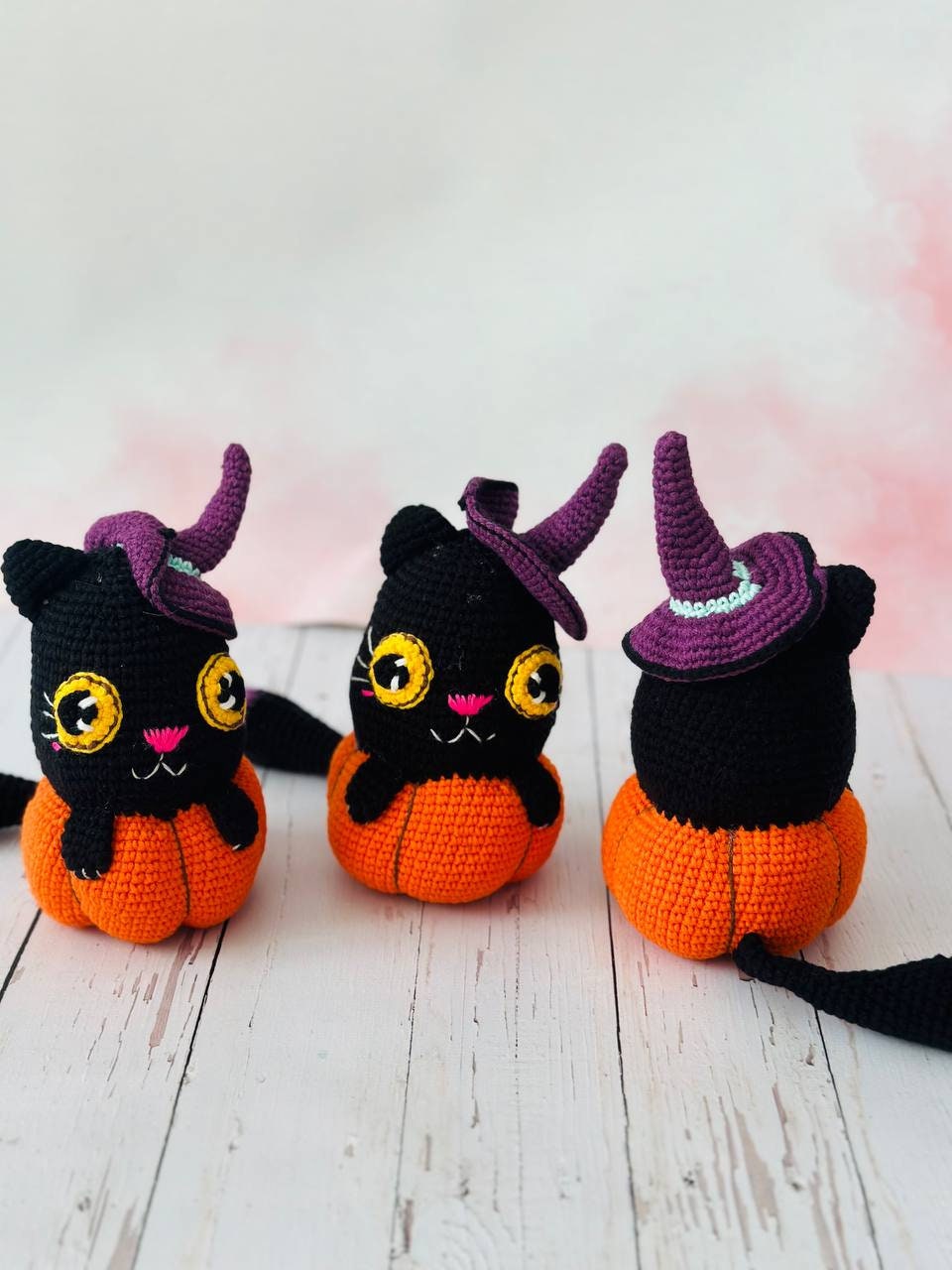 Halloween black cat, black crochet cat, Hallween cat decor