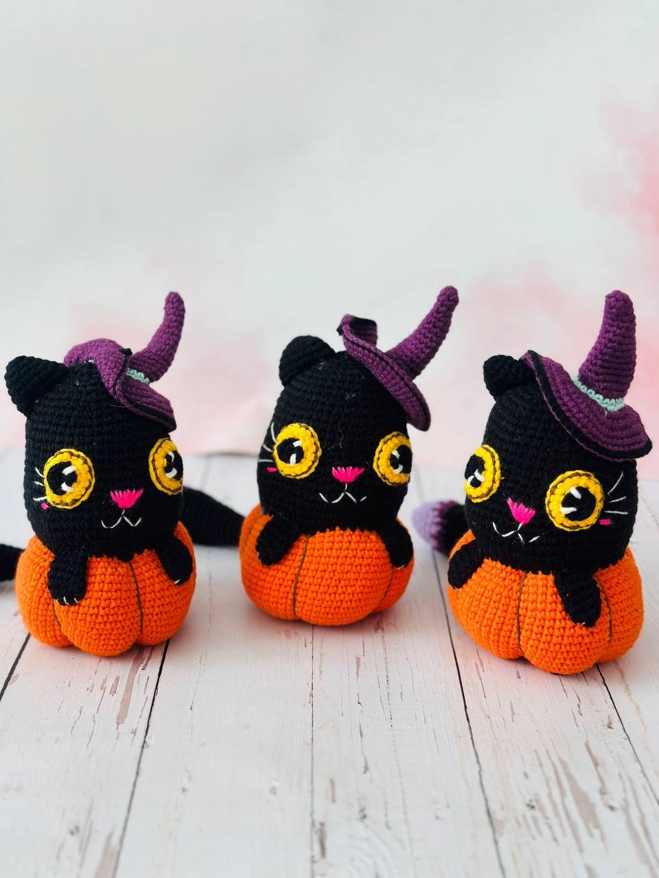 Halloween black cat, black crochet cat, Hallween cat decor
