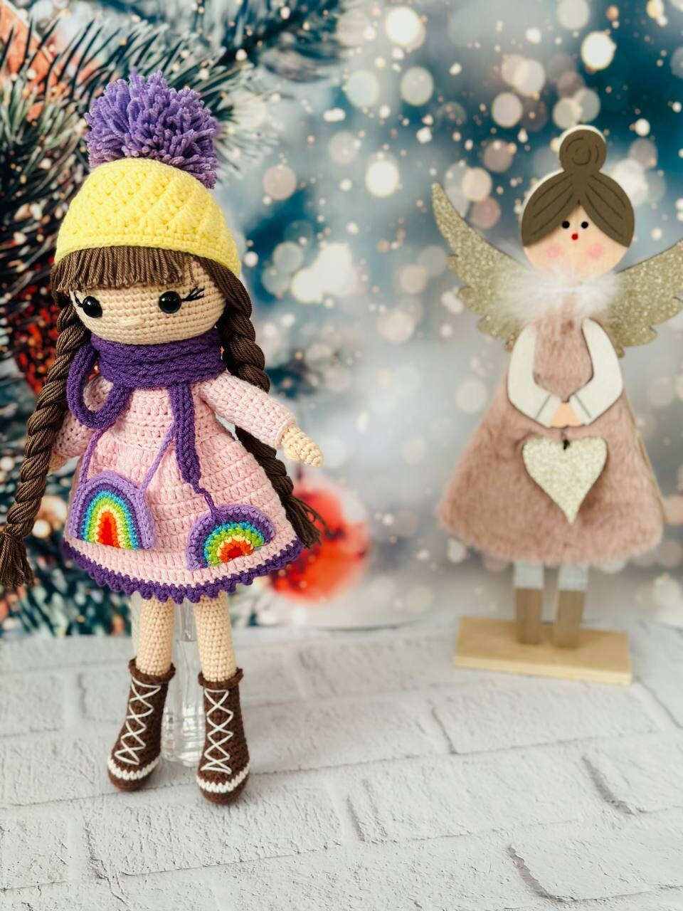 Crochet doll, winter doll, knitted winter doll, Christmas keepsake gift , crochet Christmas gift