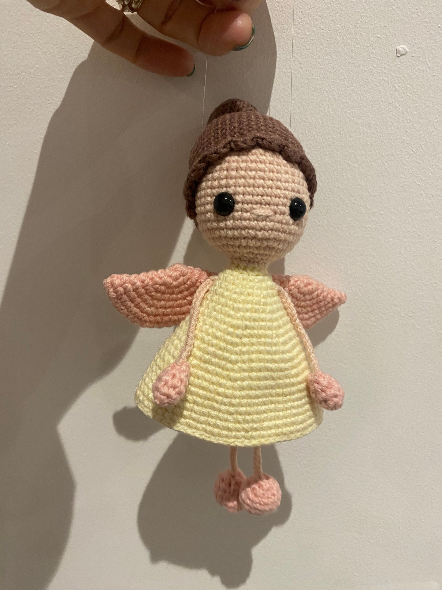 Crochet Christmas Fairy | Crochet Flying Fairy | Amigurumi Stuffed Ornament for Child & Baby’s Room | Pink Amigurumi Fairy Doll Fairy