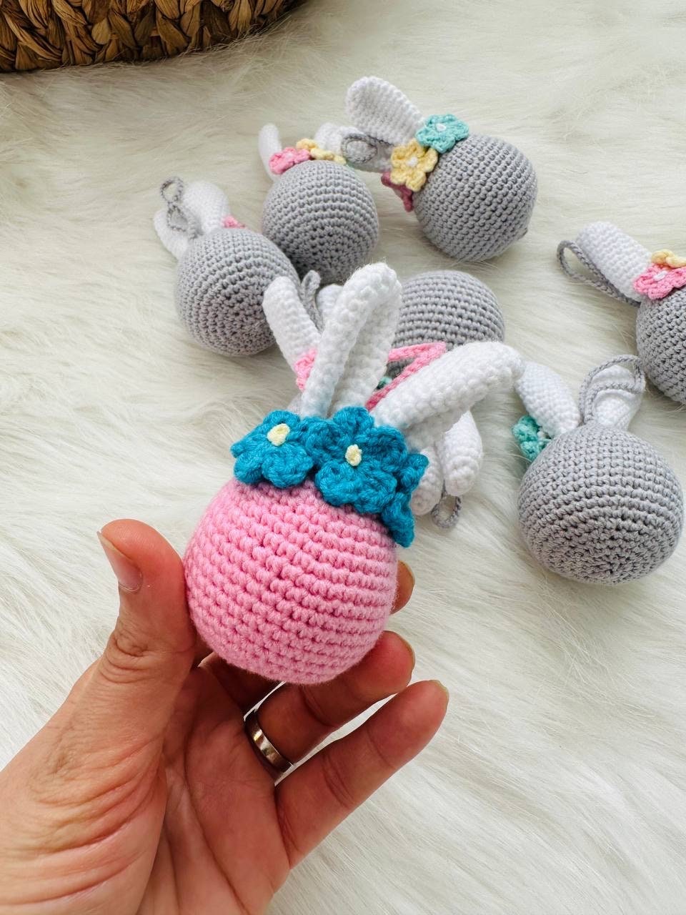 Crochet Easter bunny Egg, bunny ears crochet Egg, crochet Easter gift