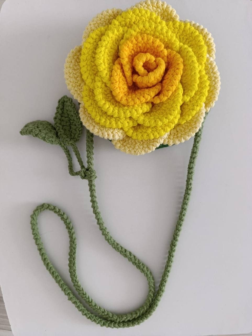 Crochet Rose children’s Bag. Hand made crochet shoulder bag.