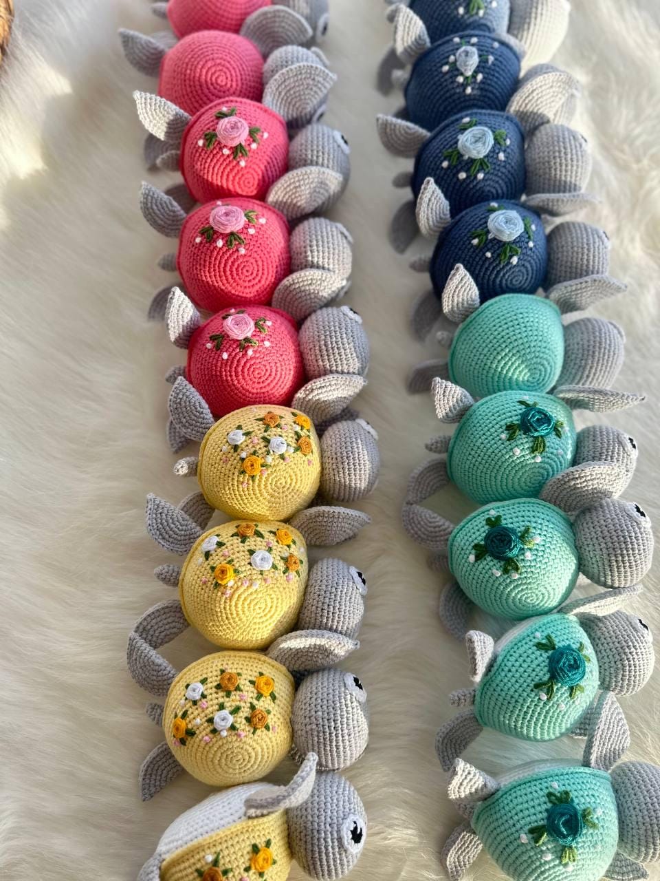 Handmade Crochet Turtle - Perfect for Imaginative Play and Nursery Decor - Adorable Embroidered Stuffed Animal Toy for Kids and Collectors