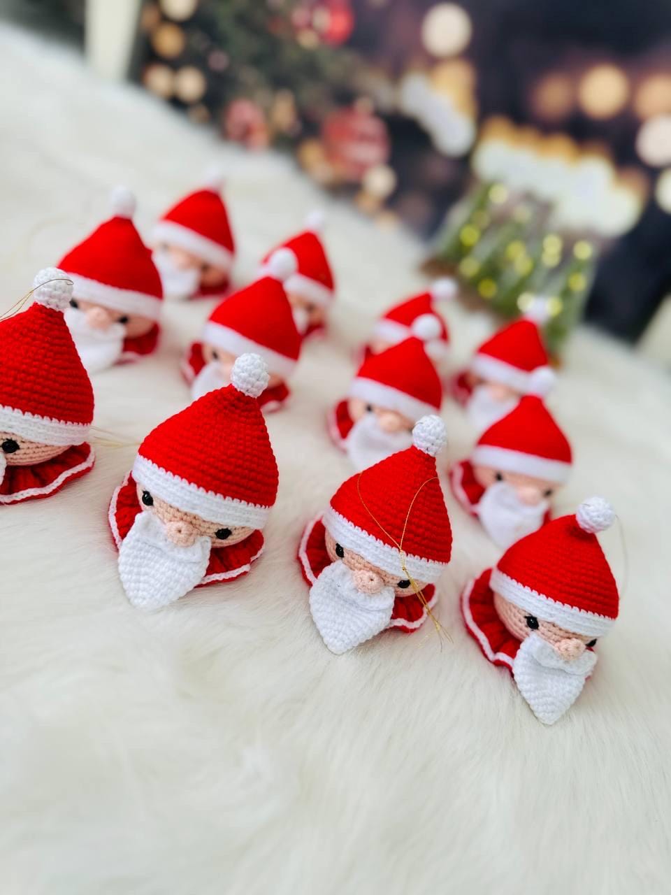 Reindeer , Santa, elf, snowman crochet tree decoration.
