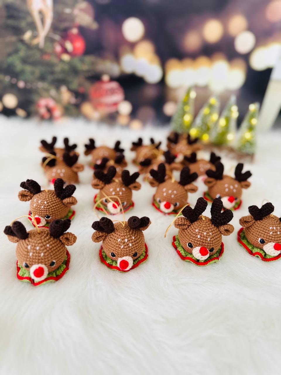 Reindeer , Santa, elf, snowman crochet tree decoration.