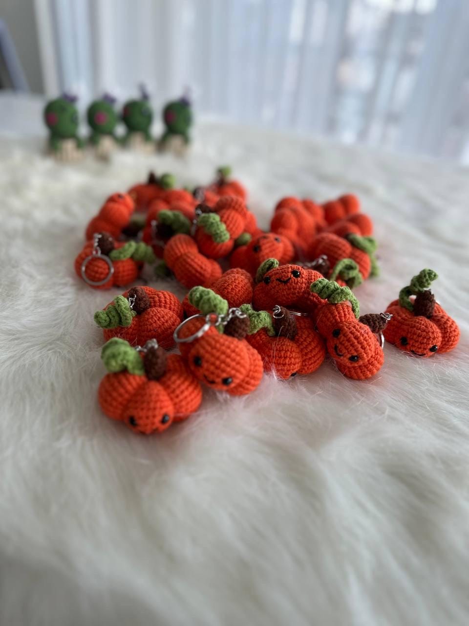 pumpkin keychain, crochet pumpkin, pumpkin Keyring