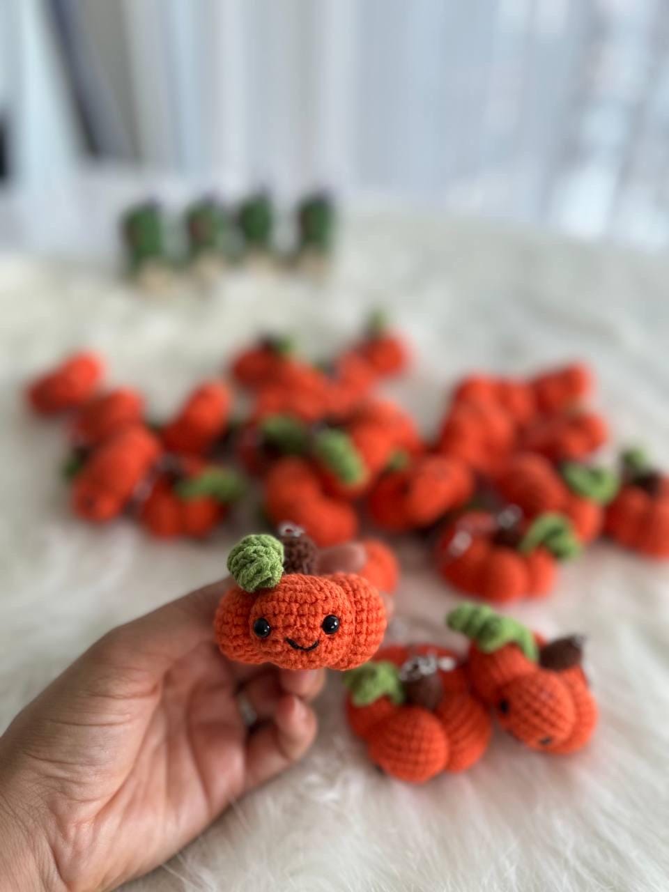 pumpkin keychain, crochet pumpkin, pumpkin Keyring