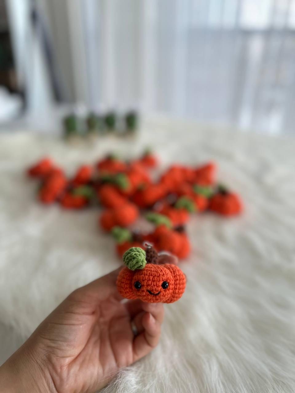 pumpkin keychain, crochet pumpkin, pumpkin Keyring