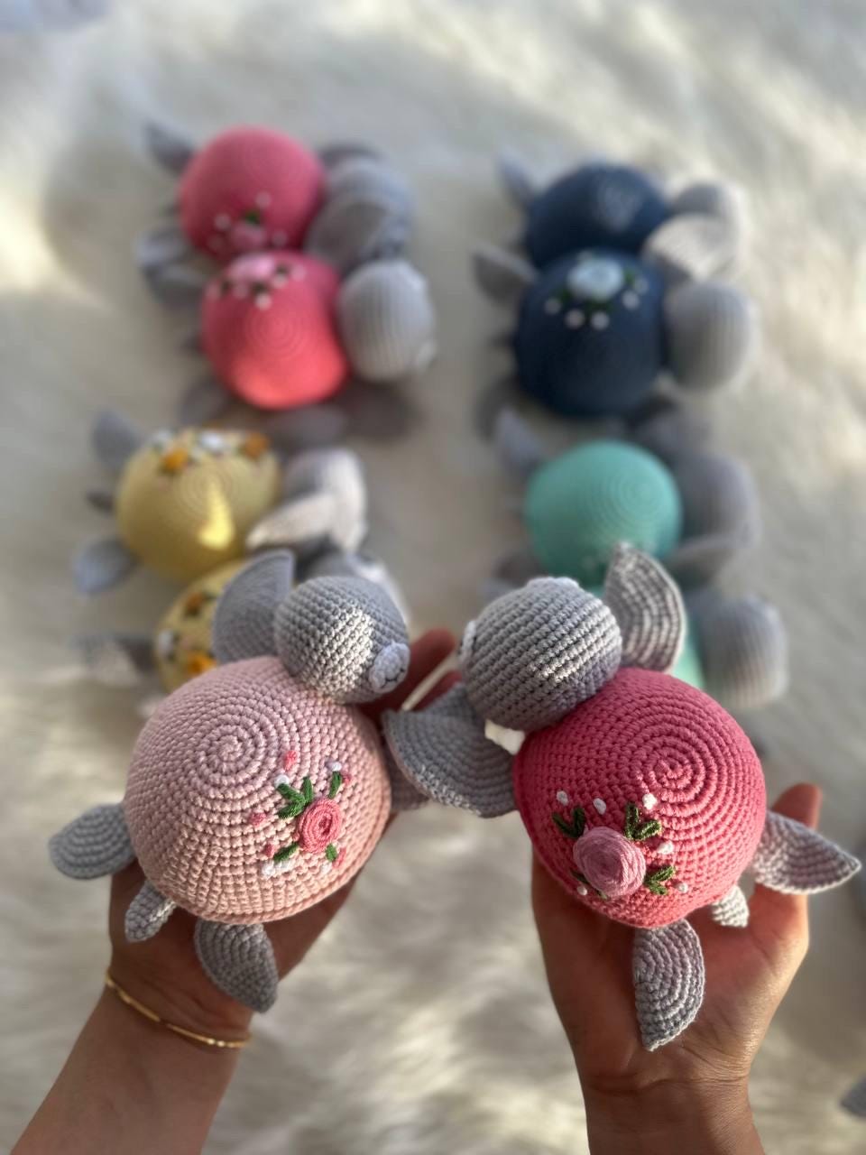 Handmade Crochet Turtle - Perfect for Imaginative Play and Nursery Decor - Adorable Embroidered Stuffed Animal Toy for Kids and Collectors