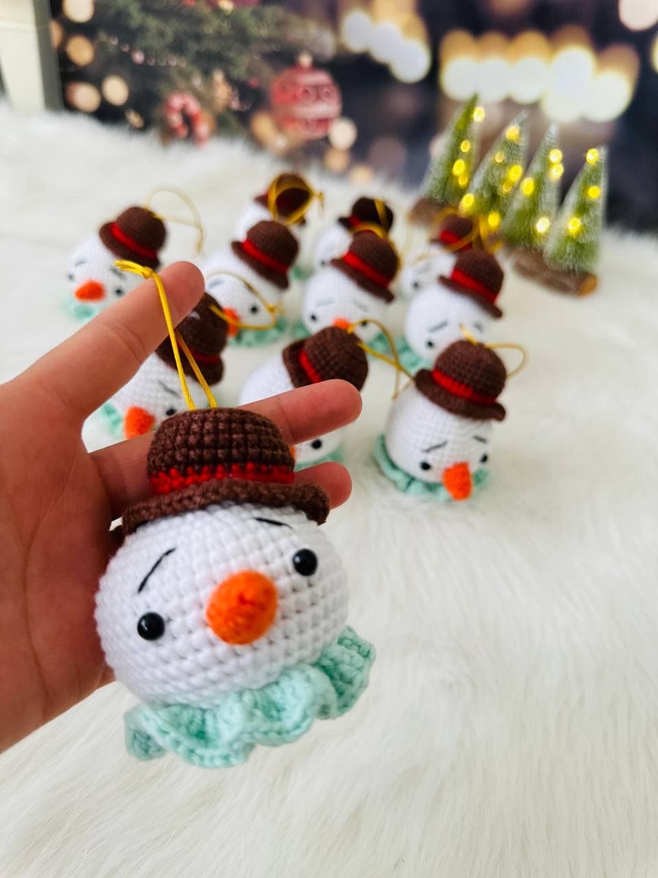 Reindeer , Santa, elf, snowman crochet tree decoration.