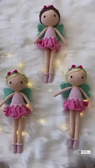 Crochet Toy Fairy | Amigurumi Stuffed Ornament for Child & Baby’s Room | Pink Fairy Doll | Lovely Doll for Children