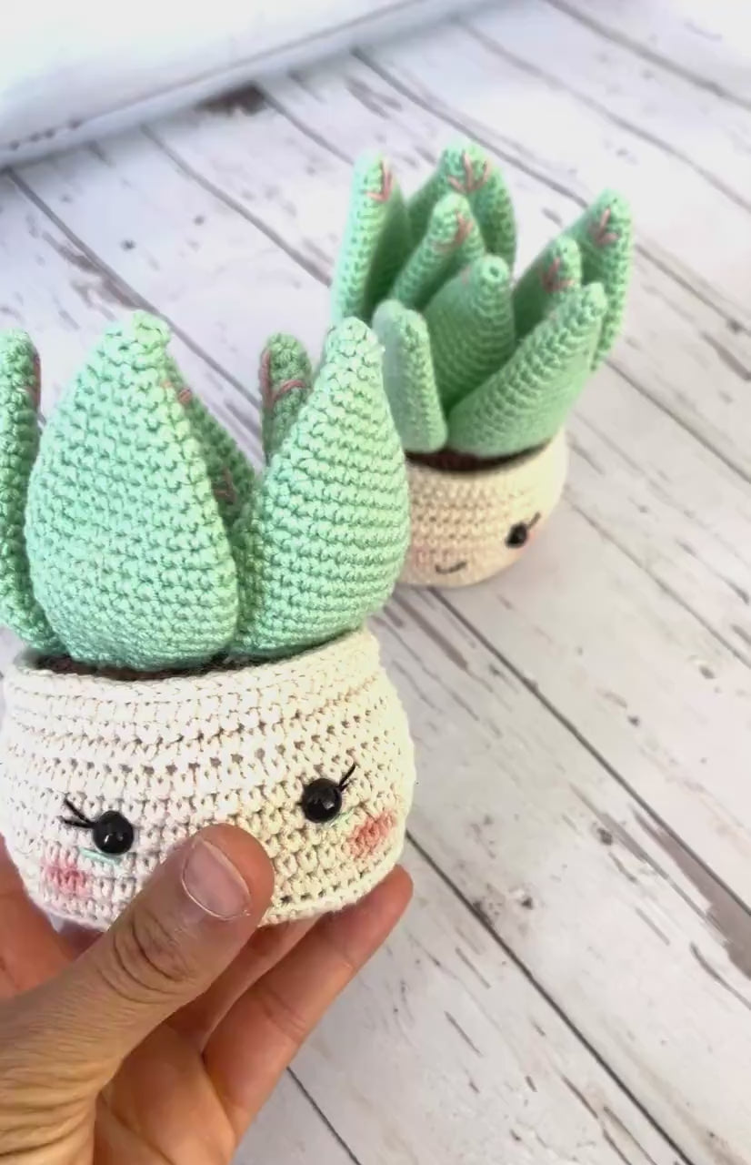 Crochet Flowers Cactus | Crochet Ornament/Mother’s Day Crochet gift crochet Decor | Crocheted Succulent For Living Room | Aloe Vera Crochet