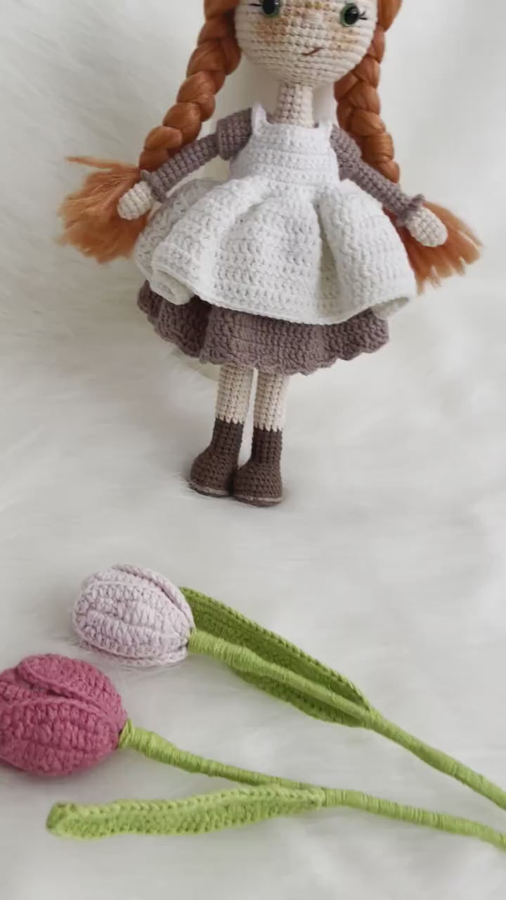 Crochet Anne Shirley Toy | Crochet Doll | Knitted Anne of Green Gables | Red Hair Girl Crochet | Ginger Chair Crochet Doll