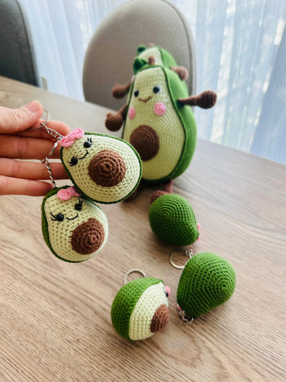 Avocardo Keychain. Crochet Avocardo. Avocardo crochet gift