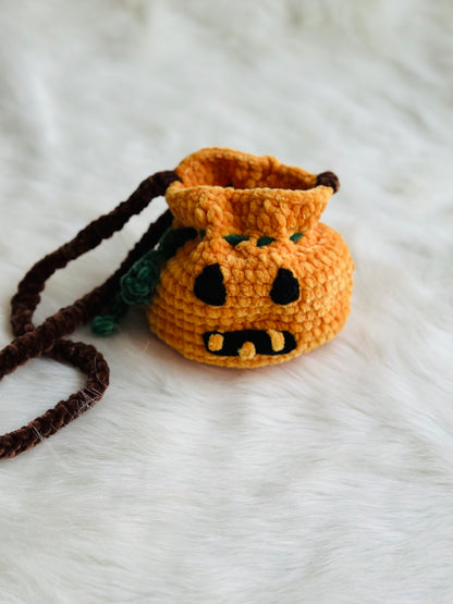 Crochet pumpkin bag , hallowen handmade candy bag